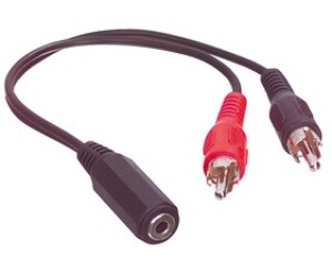 Cable de audio 2xRCA-miniJack M/H 0.2m. Negro