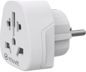 Enchufe Universal Muvit For Change MCADP0007/ 1 Toma de Corriente/ Blanco