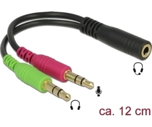 Cable de audio miniJack-2xminiJack H/M 12cm. Negro