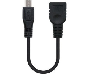 Cable USB OTG MicroUSB-A M/H 0.15m. Negro