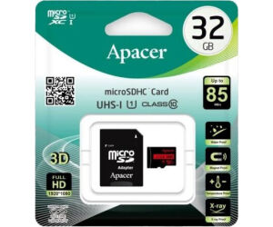 Tarjeta de Memoria Apacer 32GB microSD HC UHS 1 con Adaptador/ Clase 10/ 85MBs