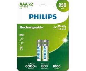 Pack de 2 Pilas AAA Philips R03B2A95/10/ 1.2V/ Recargables