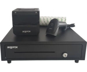 Pack para TPV Approx appPOSPACK4180-2D/ Cajón Portamonedas + Impresora Térmica de Tickets + Lector de Códigos + Rollos Térmicos