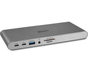 Lindy 43349 base para portátil y replicador de puertos Alámbrico USB 3.2 Gen 1 (3.1 Gen 1) Type-C Plata