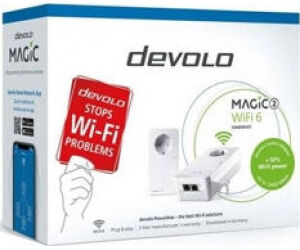 Adaptador plc devolo magic 2 wifi 6 starter kit 2 pack -  eu -  wifi 6 -  2 x rj45 gigabit -  mesh -  plc 2400mbps