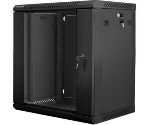 Armario lanberg mural rack 19 pulgadas 12u - 600x600 auto ensamblado negro puerta de cristal
