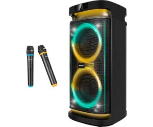 Altavoz rumbleboss phoenix 80w rms batería 4000 mah función karaoke 2 microfonos inalambricos incluidos