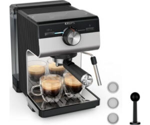 Cafetera Expreso Krups Authentic+ XP384E10/ 1450W/ 15 Bares/ Plateada