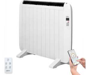 Yoevu -  radiador eléctrico bajo consumo - 10 elementos - 1500 w - temporizador - programable - mando a distancia - pantalla lcd - app control wifi - compatible con alexa - apto pared o pie - aluminio - blanco