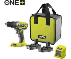 Taladro-Atornillador Sin Cable Ryobi ONE+ R18DD2-220S/ 2 baterías 18V 2,0 Ah/ Cargador 1,5 A/ Bolsa de Transporte