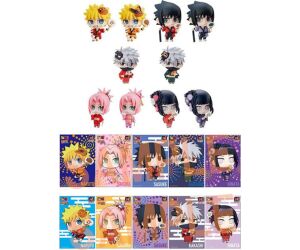 Set figuras con postales megahouse naruto shippuden petit chara land 10th anniversary