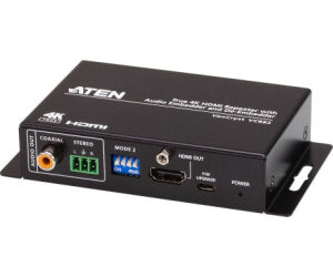 ATEN Repetidor HDMI True 4K con incrustador y desincrustador de audio
