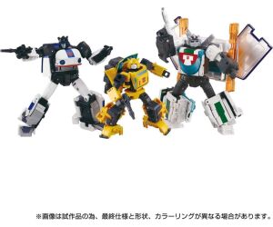 Transformers dramatic capture series cybertron chase origin bumblebee - jazz - and wheeljack