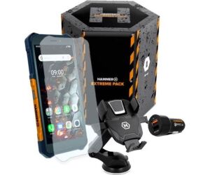 Pack telefono movil smartphone rugerizado hammer iron 3 extreme pack lte black orange 5.5pulgadas -  32gb rom -  3gb ram -  13 + 2 mpx -  5 mpx -  4g -  dual sim -  octa core - negro y naranja + accesorios