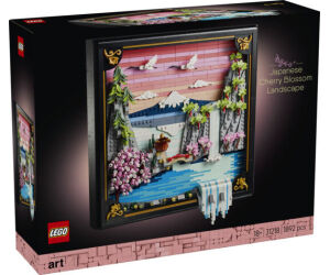 Lego art paisaje japonés con cerezos
