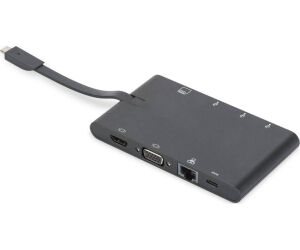 CONVERSOR HUB DIGITUS USB C 9 PUERTOS 2X VIDEO 2x USB-C 2x USB3.0 RJ45 2x SD/MMC