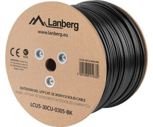 Bobina cat.5e lanberg utp rj45 solido cobre fluke tested awg24 305m negro