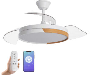 Yoevu - nature white wifi ventilador de techo con luz led motor dc compatible con alexa | 3 tónalidades de color regulable en intesidad|6 velocidades |temporizador |función verano - invierno