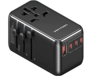 Cargador de Pared Universal GaN para Viaje Vention FJGB0/ Toma de Corriente Universal/ 3xUSB Tipo-C/ 1xUSB/ 120W