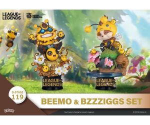 Set de 2 figuras beast kingdom dstage league of legends beemo y bzzziggs