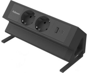 Regleta Sobremesa Fellowes 100137182/ 2 Tomas de corriente/ 1 USB - 1 USB Tipo-C/ Cable 2m/ Negra
