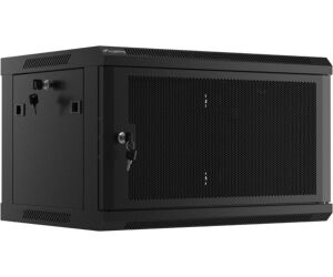 Armario Lanberg Mural Rack 19" 6u 600x450 Flat Pack Negro Puerta Malla