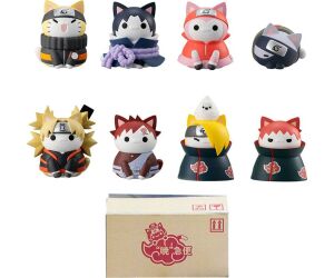 Set 8 figuras megahouse naruto shippuden nyaruto! battle vs akatsuki surtido