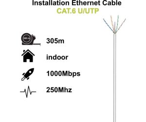 Ewent Bobina cable red Cat. 6 U/UTP, PVC, 305mt
