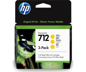 Pack 3 cartuchos hp 712 designjet t200 - t600 amarillo