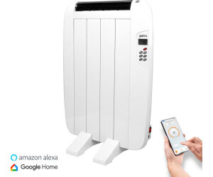 Yoevu -  radiador eléctrico bajo consumo - 4 elementos - 600 w - temporizador - programable - mando a distancia - pantalla lcd - app control wifi - compatible con alexa - apto pared o pie - aluminio - blanco