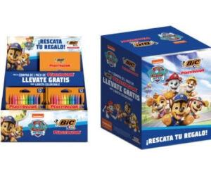 Expositor Bic Paw Patrol de Lápices de Cera y Cuadernos/ 24 Packs de 12 Unidades de Ceras/ 24 Cuadernos/ Surtido de Colores