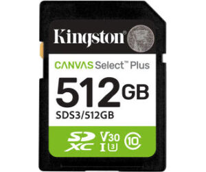 Kingston Technology 512 GB SDXC Canvas Select Plus Gen3 150 MB/s C10 UHS-I U3 V30