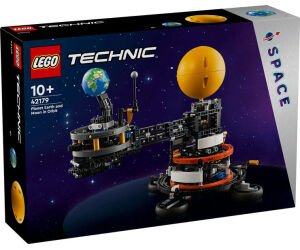 Lego technic planeta tierra y luna en órbita