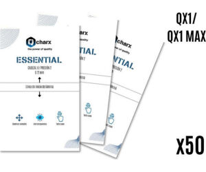 Laminas de proteccion frontales qcharx hidrogel essential hd para qx1 50 unidades