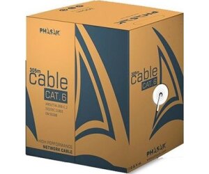 Bobina cable red solido phasak utp cat.6 awg23 cca 305m gris