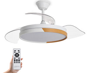 Yoevu - nature white ventilador de techo con luz led motor dc  | 3 tónalidades de color|6 velocidades |temporizador |función verano - invierno