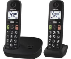 Teléfono Inalámbrico Panasonic KX-TGU112EXB/ Pack DUO/ Negro