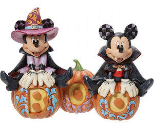 Figura enesco disney mickey y minnie sentados en calabazas