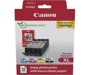 Multipack canon cli - 581xl bk - c - m - y + papel fotografico