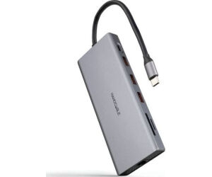 Docking Tipo-C Nanocable 10.16.4612/ 3xUSB/ 1xUSB Tipo-C/ 2xHDMI 4K/ 1xDisplayPort/ 1xRJ45/ 1xLector tarjetas/ 1xJack 3.5/ 1xUSB Tipo-C PD/ Gris