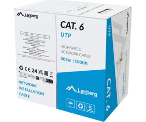 Bobina Cable De Red Lanberg Utp Rj45 Cat.6 Solido Cca 305m Gris Fluke Passed Cf