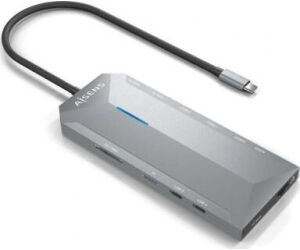 Docking USB Tipo-C Aisens ASUC-12P005-GR/ 2xHDMI 4K/ 3xUSB/ 2xUSB Tipo-C/ 1xRJ45/ 1xAudio/ 1xLector Tarjetas/ 1x Jack/ 1xUSB Tipo-C PD/ Gris