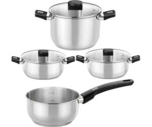 Pack Batería de Cocina Elite Monix M240001/ Cazo Ø14cm/ Ollas Ø24cm/ Cacerolas Ø20 - 24cm/ Acero Inoxidable/ Apta para Inducción