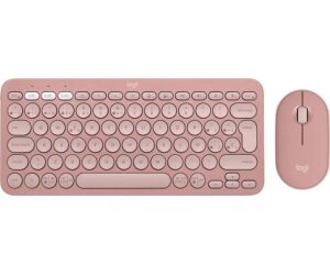 Teclado + mouse logitech pebble 2 combo inalambrico rosa