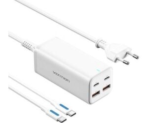 CARGADOR PARED 100W 2xUSB-C + CABLE USB-C/ 2xUSB-A BLANCO VENTION