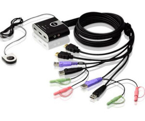 Aten Switch Kvm Formato Cable Hdmi/audio Usb De 2 Puertos Con Selector Remoto De Puerto (cs692-at)