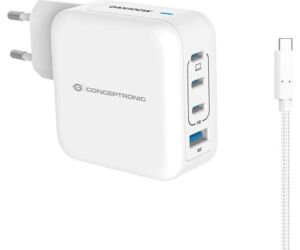 Cargador de pared conceptronic althea18w 100w + cable usb tipo c blanco