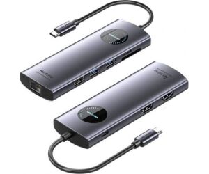 Docking USB Tipo-C Vention TQVHB/ 2xHDMI 4K/ 3xUSB/ 1xRJ45/ 1xLector de Tarjetas/ 1xUSB Tipo-C PD/ Gris