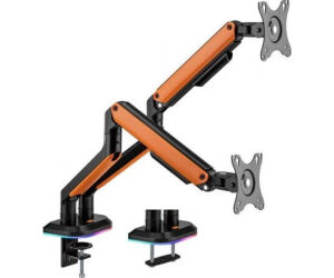 Soporte de Mesa Gaming con Contrapeso para 2 Monitores y TV Aisens DT32TSR-251/ Giratorio/ Inclinable/ hasta 9kg/ con Iluminación RGB