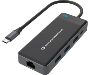 Adaptador conceptronic usb tipo c a gigabit ethernet rj45 -  con hub usb 3.2 3 puertos -  usb tipo c
